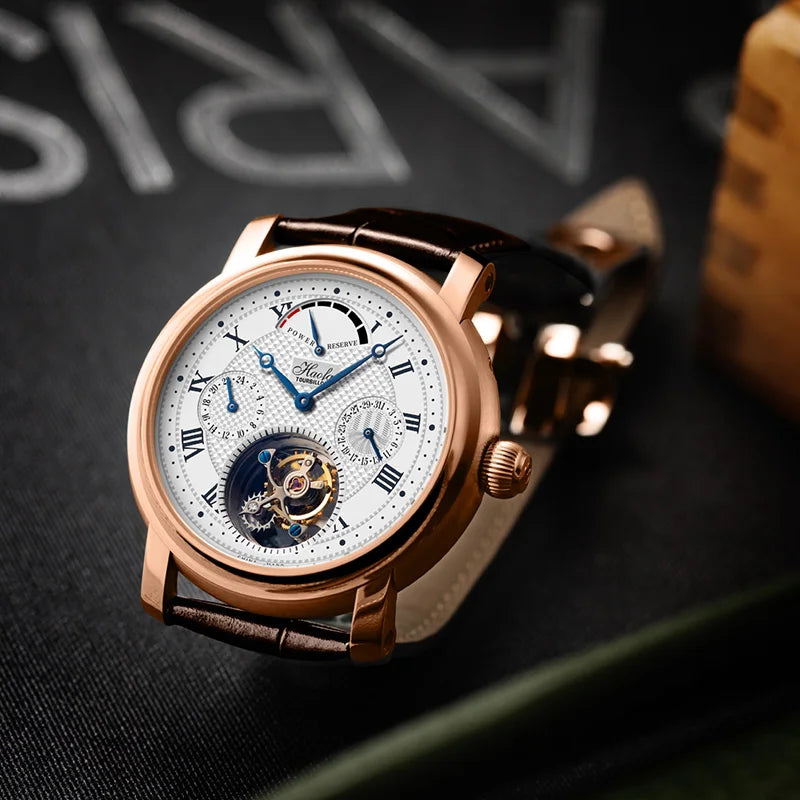 18K Solid Gold Tourbillon Watch | Multi-Function Sapphire