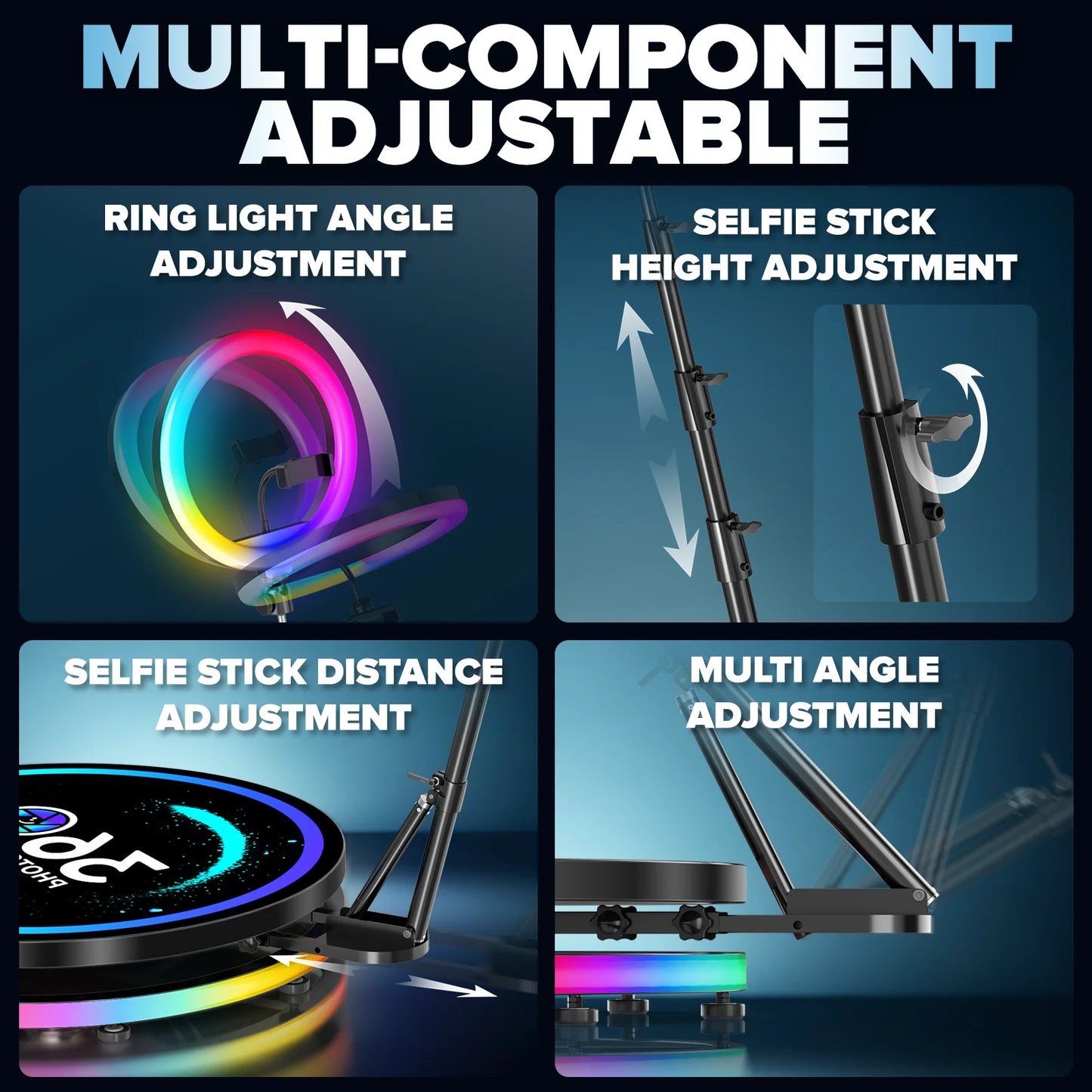 360 Photo Booth Machine RGB Light App Control Party Events