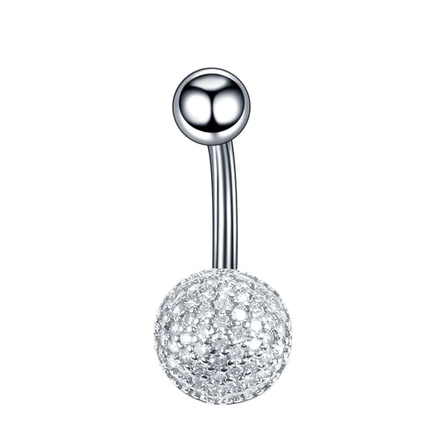 Surgical Steel CZ Belly Button Ring – Navel Piercing 14G