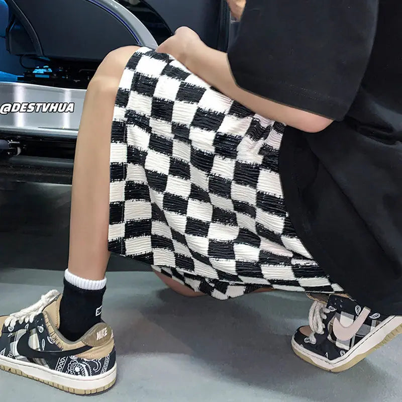 Men's Ice Silk Shorts – Chessboard Loose Casual Fit