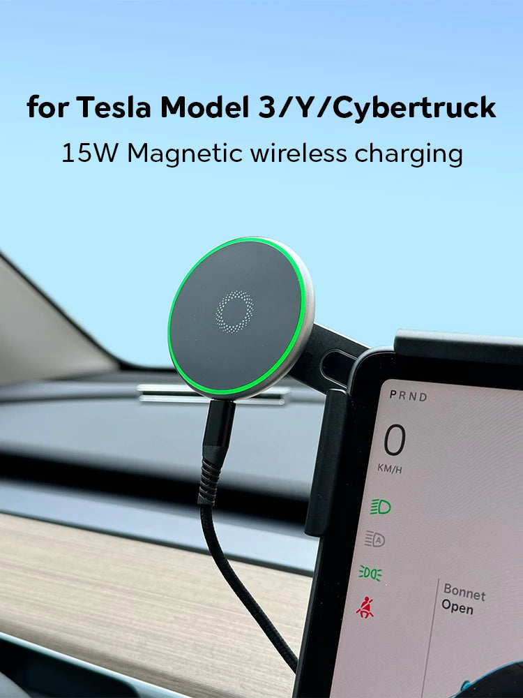 Tesla Model Y/3/Cybertruck 15W MagSafe Wireless Car Phone Mount