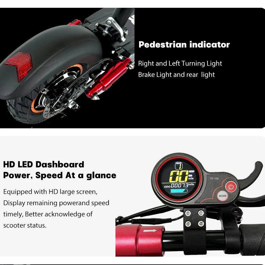 800W Folding Electric Scooter 48V 45km/h Adults