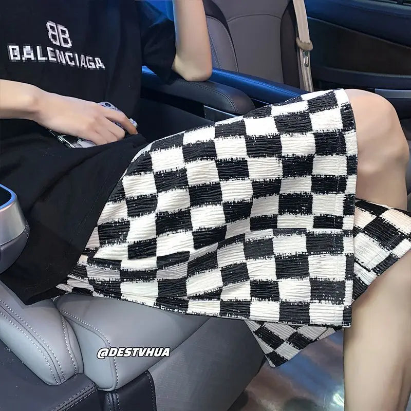 Men's Ice Silk Shorts – Chessboard Loose Casual Fit