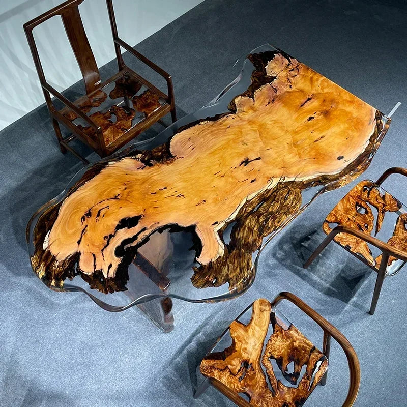 Teglex Epoxy Crystal Coffee Table | Live-Edge Solid Walnut & Rosewood