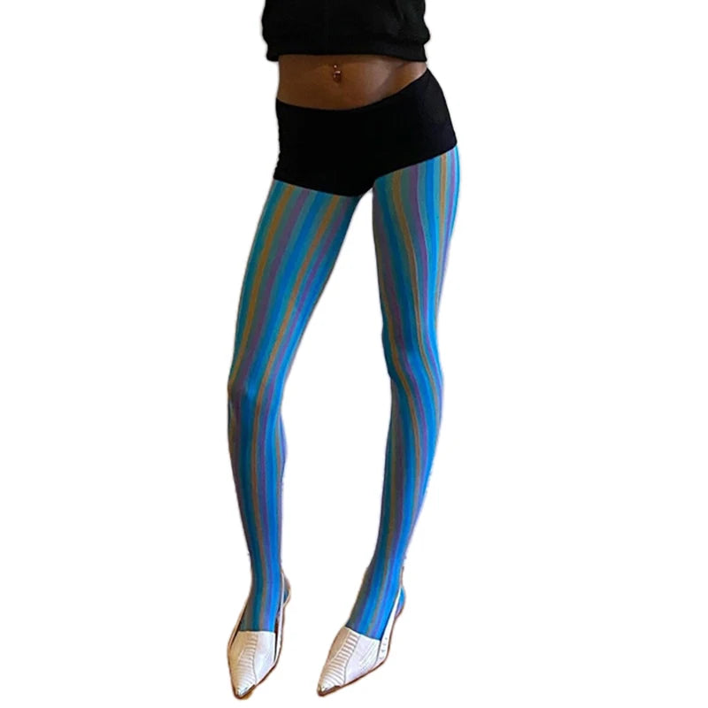 Tie Dye Patterned Pantyhose Hollow Mesh Tights Grunge