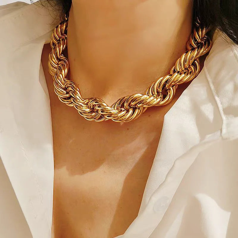 Rope Chunky Chain Unisex Jewelry – Gold Silver Color