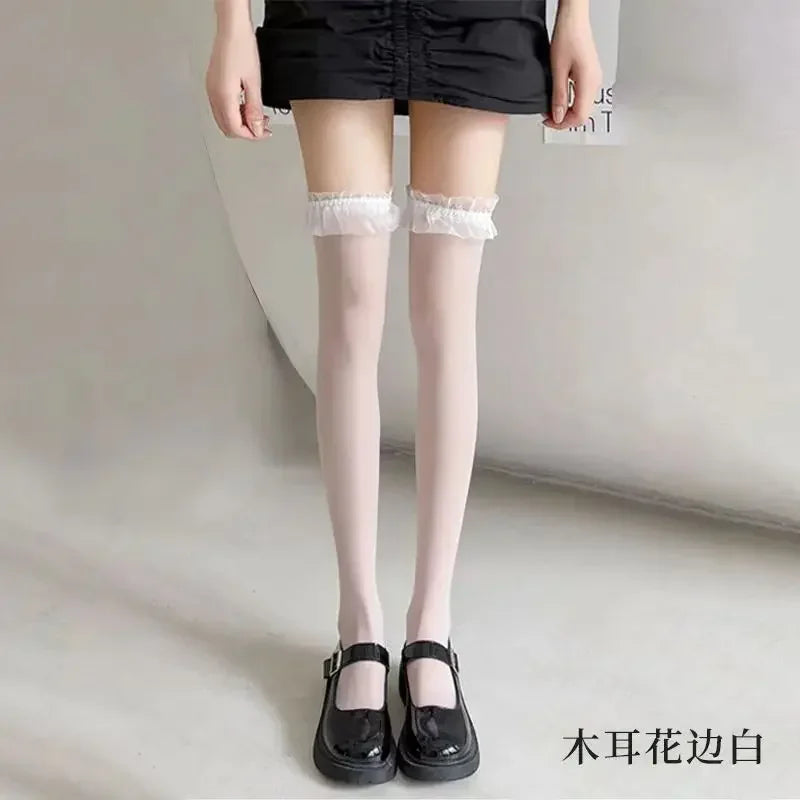 Gothic Lace Thigh High Stockings – Silk Hosiery