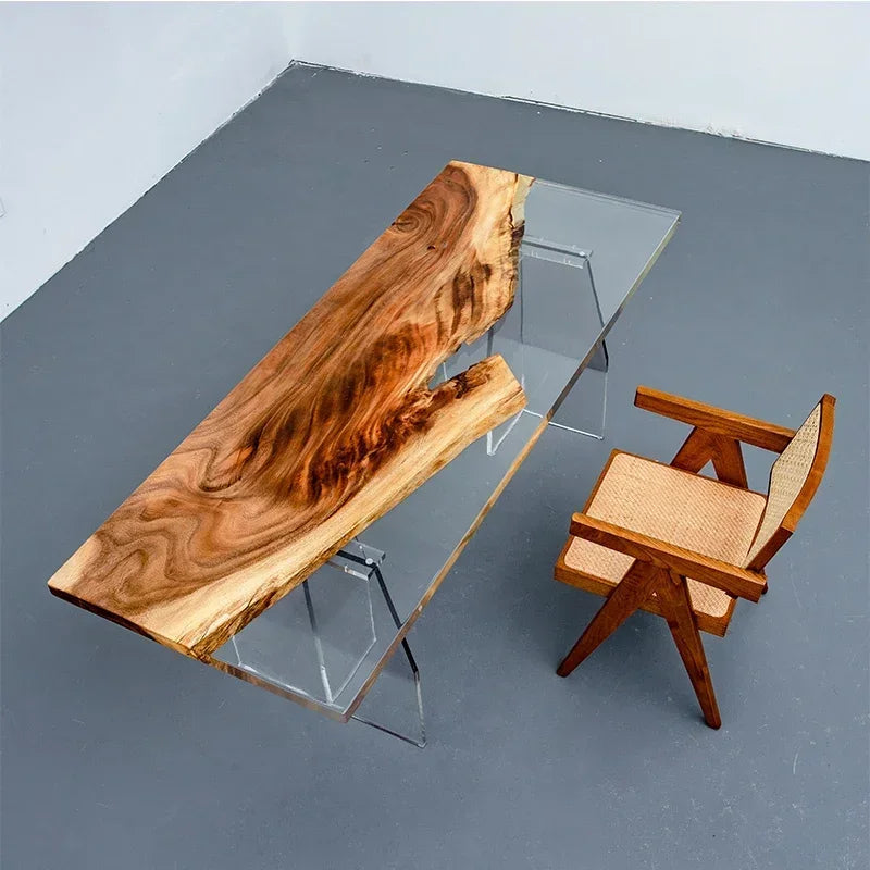 Teglex Epoxy Crystal Coffee Table | Live-Edge Solid Walnut & Rosewood