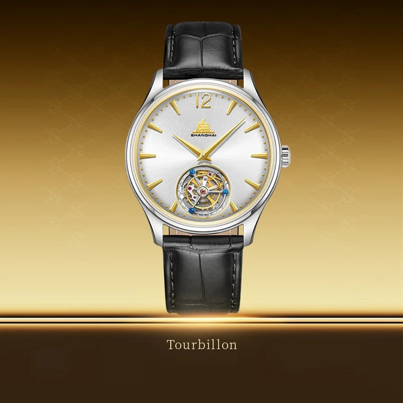 18K Gold Tourbillon 41mm Manual-Winding Mechanical Wristwatch Waterproof Sapphire Watches