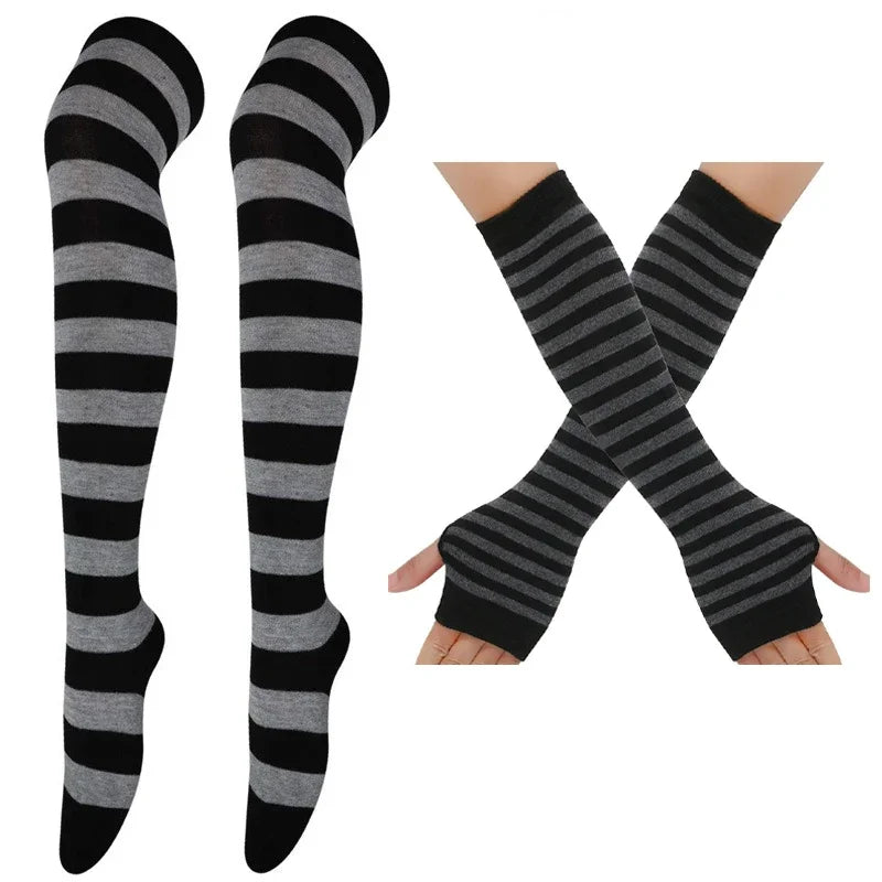 Multicolor Striped Thigh High Stockings for Women & Girls | Over The Knee Long Socks