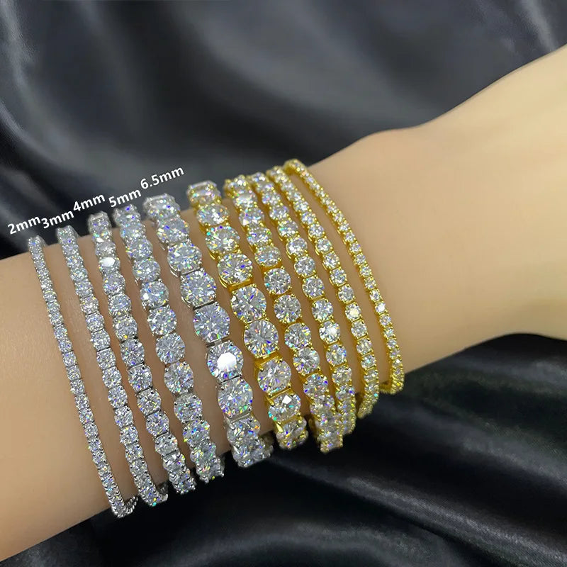 D VVS1 Moissanite Tennis Bracelet S925 2-5mm Gift