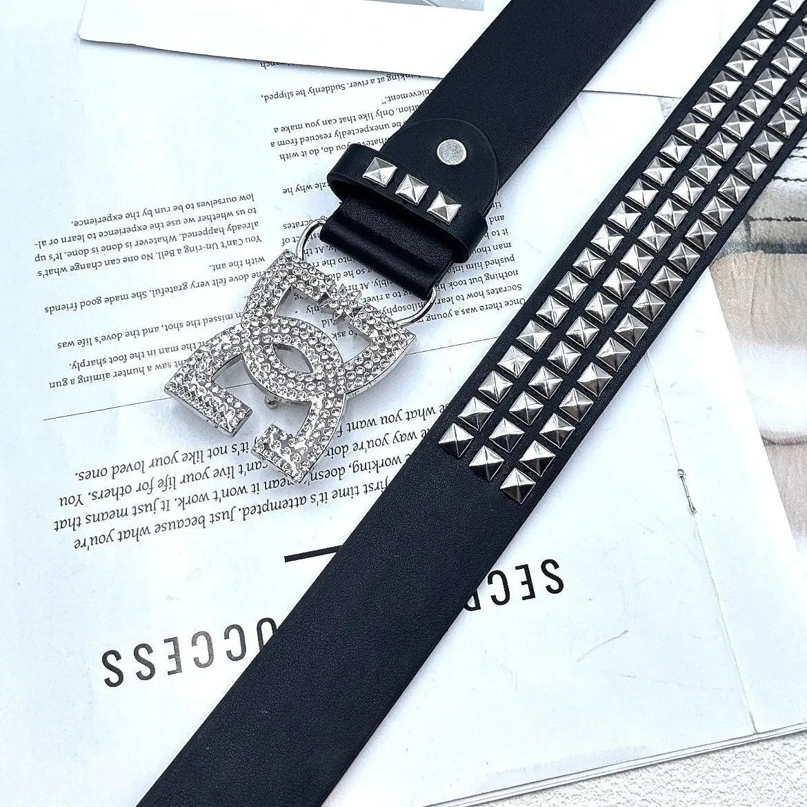 Rhinestone Rivet Leather Belt – Punk Women's