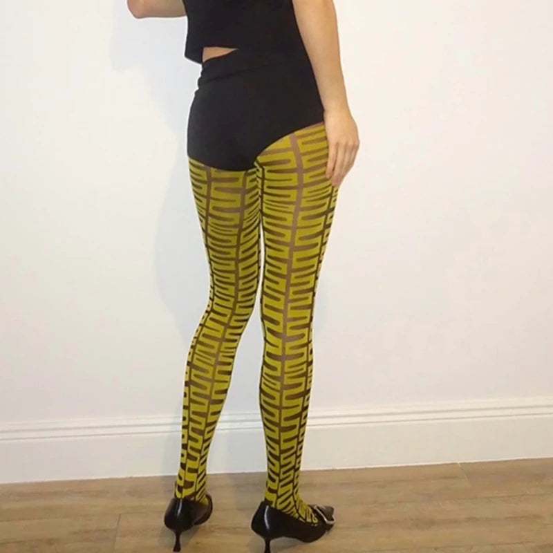Tie Dye Patterned Pantyhose Hollow Mesh Tights Grunge