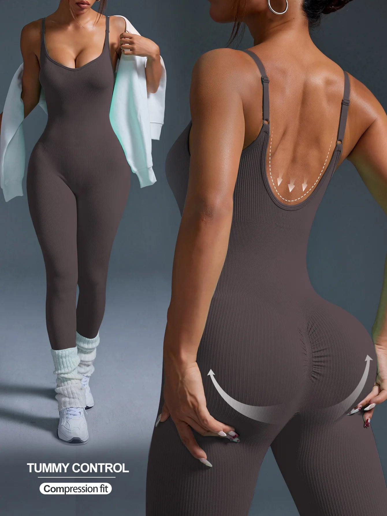 Seamless Sport Yoga Jumpsuit – Bodycon Gym Tracksuit Women