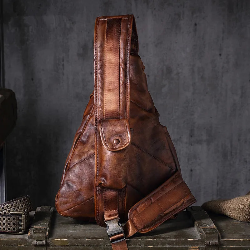 Genuine Leather Premium Chest Bag Shoulder Slung Bag B6 Large Capacity Soft Feel