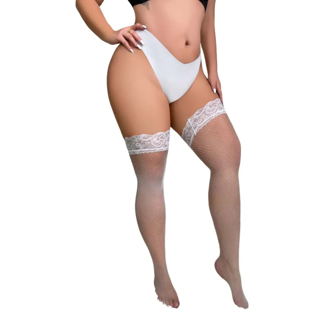 Plus Size Lace Fishnet Stockings XXL – Stretch Tights