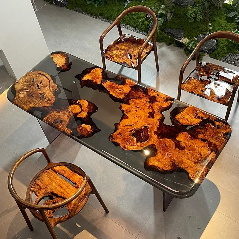 Teglex Epoxy Crystal Coffee Table | Live-Edge Solid Walnut & Rosewood