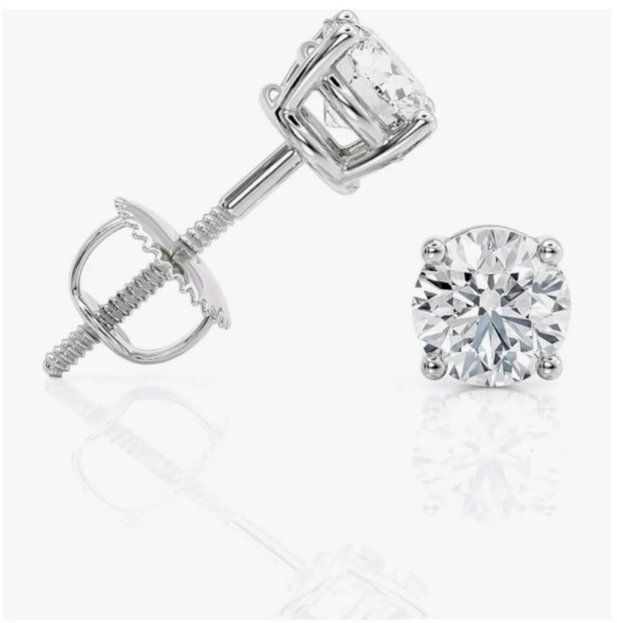 14K Gold 1CT IGI Lab Diamond Screw Earrings CVD