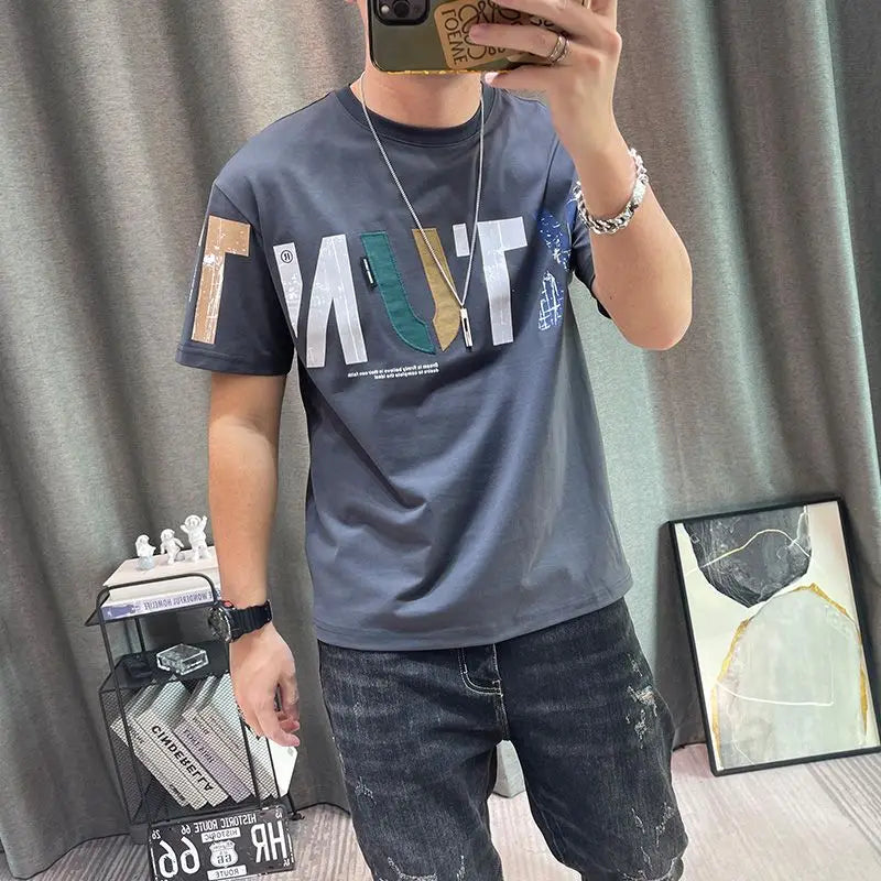 Men's Letter Print T-Shirt – Loose Cotton Casual Tshirt