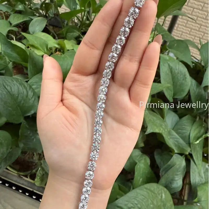Pirmiana 18k White Gold 1ct Each Round D VS1 Lab Grown Diamond Tennis Bracelet Engagement for Women