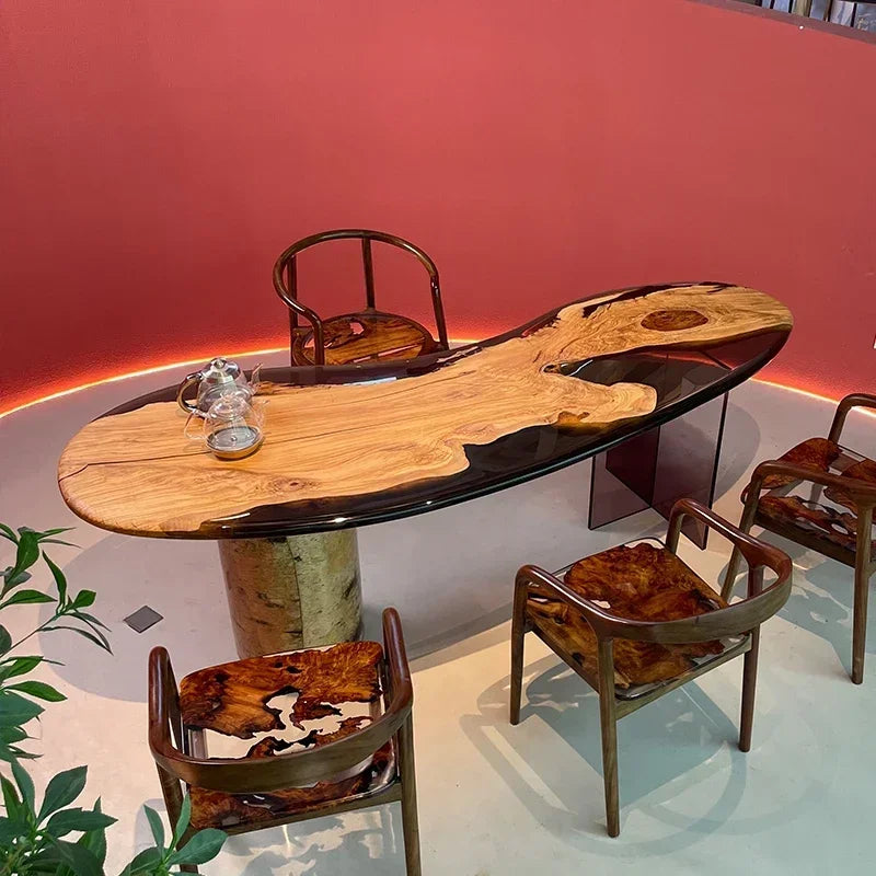 Teglex Epoxy Crystal Coffee Table | Live-Edge Solid Walnut & Rosewood