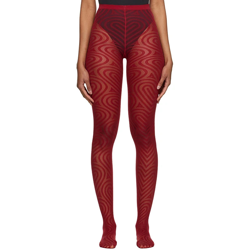 Tie Dye Patterned Pantyhose Hollow Mesh Tights Grunge